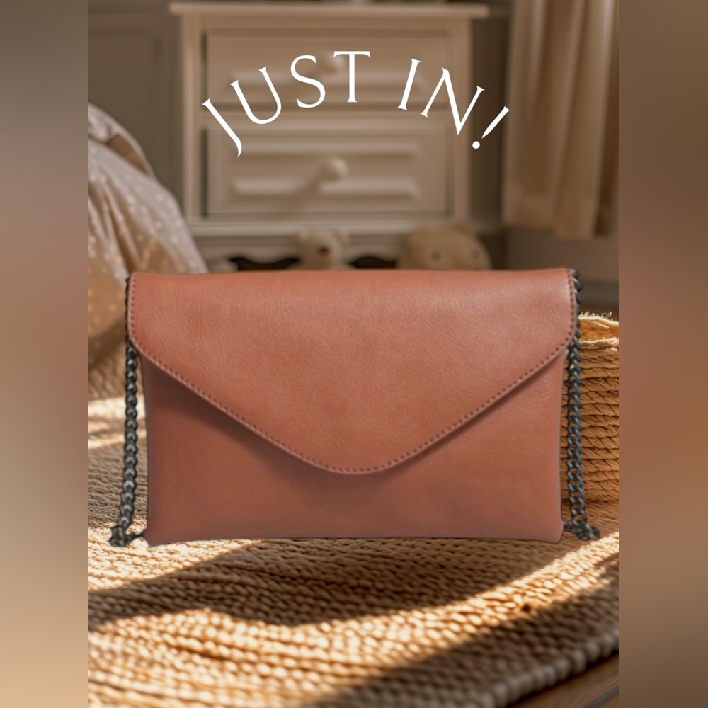 J. Crew Curb Chain Strap Leather Envelope Clutch
NWOT
